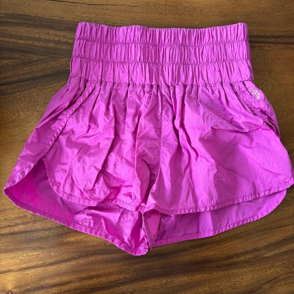 SOLD Free People Movement Way Home Short High Rise Smocked Waist Purple Large - Picture 4 of 8